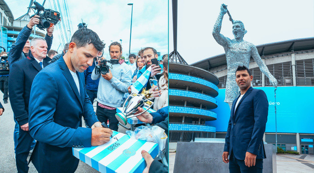 Manchester City, Arjantinli efsane Kun Agüero&#039;nun heykelini dikti