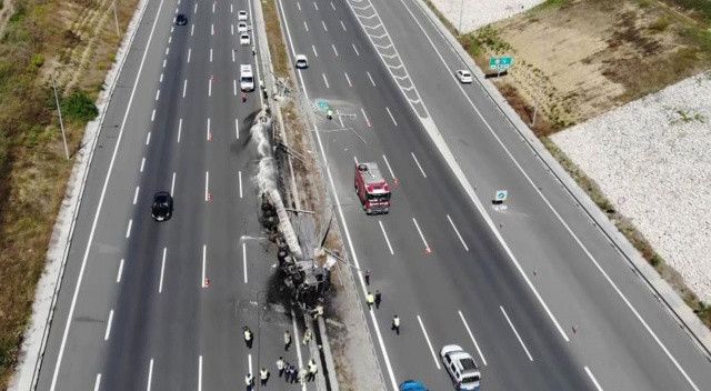 Kuzey Marmara otoyolunda feci kaza! Sürücü yanarak hayatını kaybetti