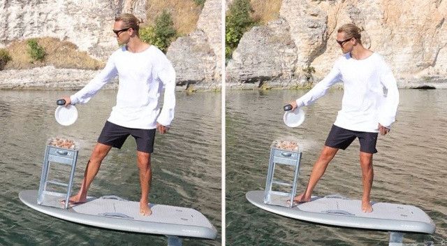 Gaziantepliler bunu beğendi: Sörf tahtasında mangal keyfi