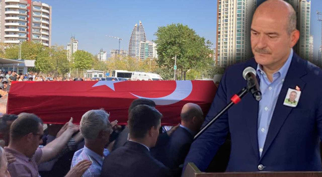 Şehit polise acı veda! Bakan Soylu Mersin şehidi için düzenlenen törende gözyaşlarına tutamadı