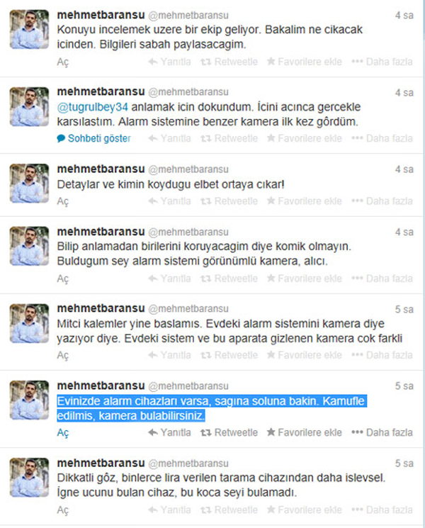 Mehmet Baransu'dan 'dinleme cihazı ve kamera' iddiası