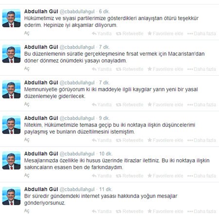 Gül: Macaristan'dan döner dönmez yasayı onayladım
