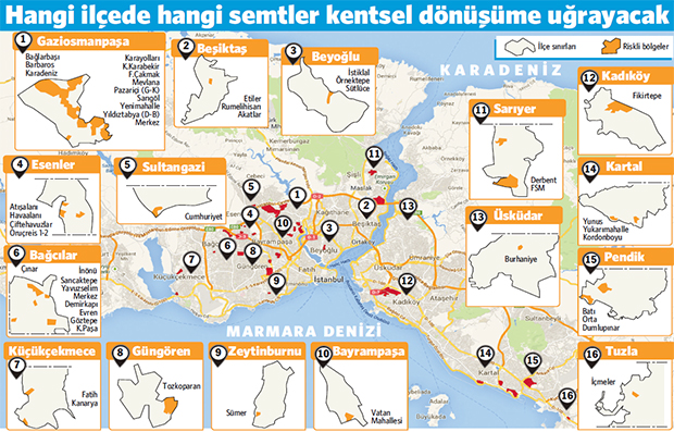 İstanbul'un 16 ilçesinde büyük riskler var