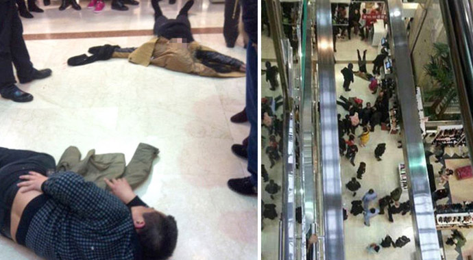 AVM'de kafasına kadın düştü!