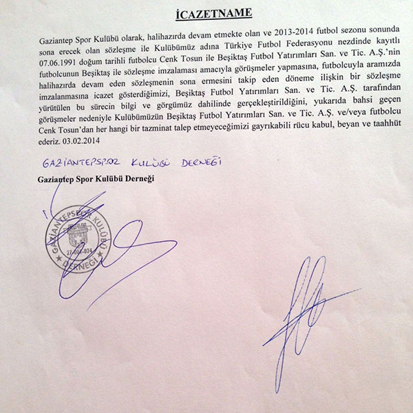 Beşiktaş o belgeyi açıkladı