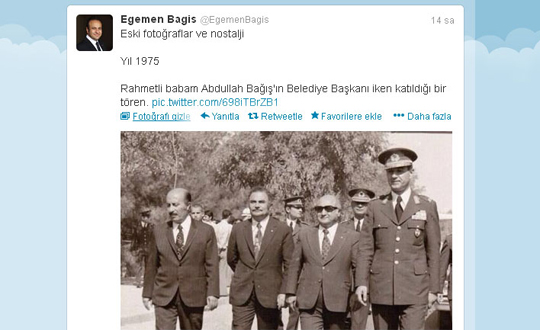 Egemen Bağış, Twitter'dan babasının fotoğrafını paylaştı