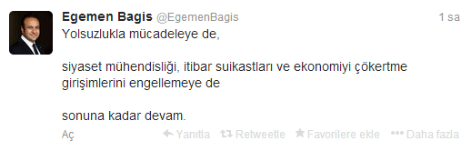 Egemen Bağış'tan operasyon tweeti