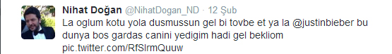 Nihat Doğan Justin Bieber'a 'gel tövbe et' dedi
