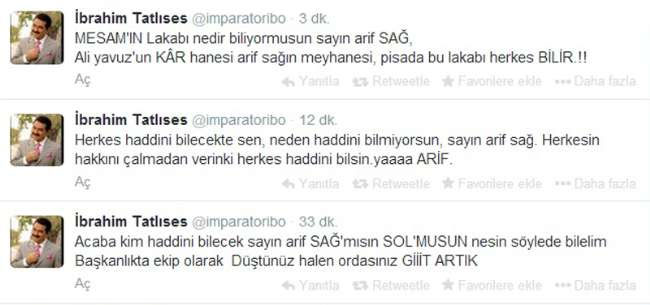İbrahim Tatlıses: Sayın Arif SAĞ'mısın SOL'musun