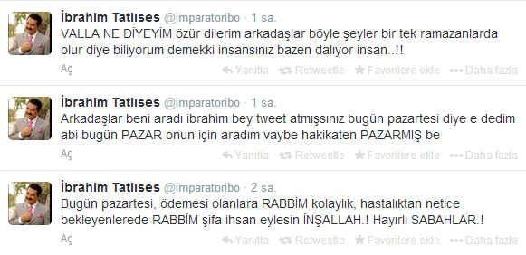İbrahim Tatlıses günleri karıştırınca...