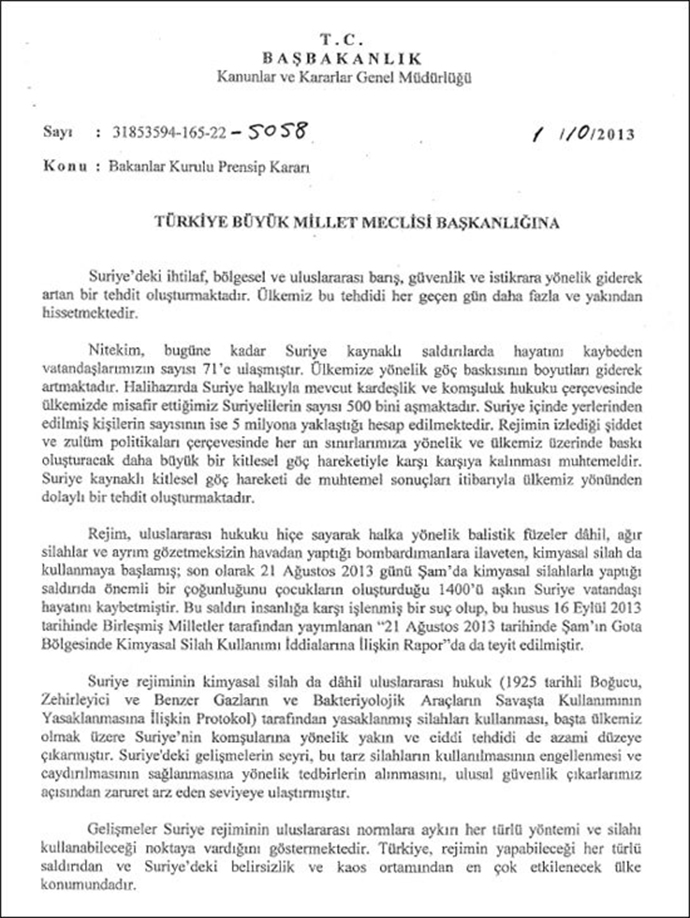 Suriye tezkeresi Meclis'te