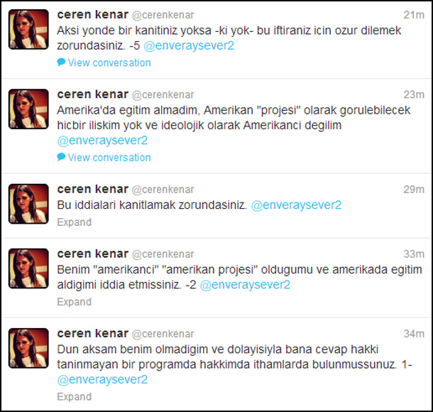 Ceren Kenar, Enver Aysever'in özür dilemesini istedi
