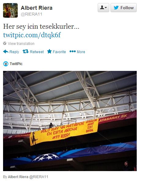 Riera'dan duygusal veda!