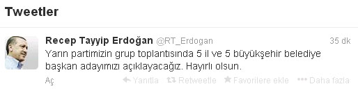Erdoğan, yarın 5 büyükşehir belediye başkan adayını açıklayacak