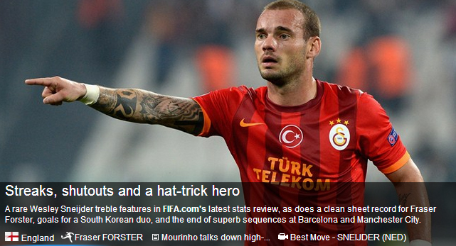 Uçan Hollandalı Sneijder FIFA'ya manşet oldu