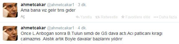 Ahmet Çakar Galatasaray'a Twitter'dan cevap verdi