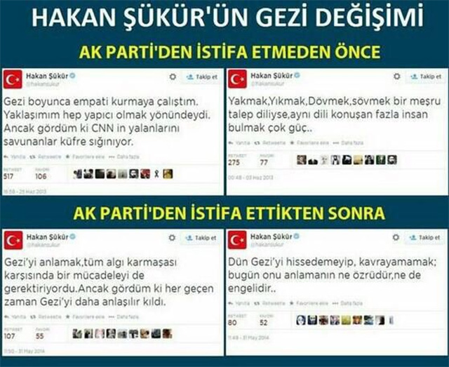 Ağız değiştiren Hakan Şükür'ün gezi tweetleri