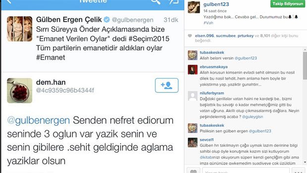 Gülben Ergen Sırrı Süreyya'nın sözlerini paylaşınca...