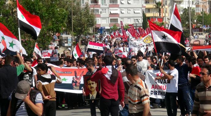1 Mayıs kutlaması Esad'a destek mitingine döndü