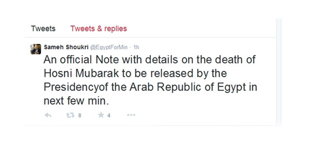 Hüsnü Mübarek öldü!