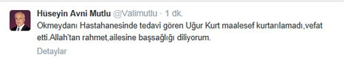 Uğur Kurt hayatını kaybetti