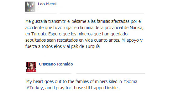 Ronaldo ve Messi Soma'yı unutmadı