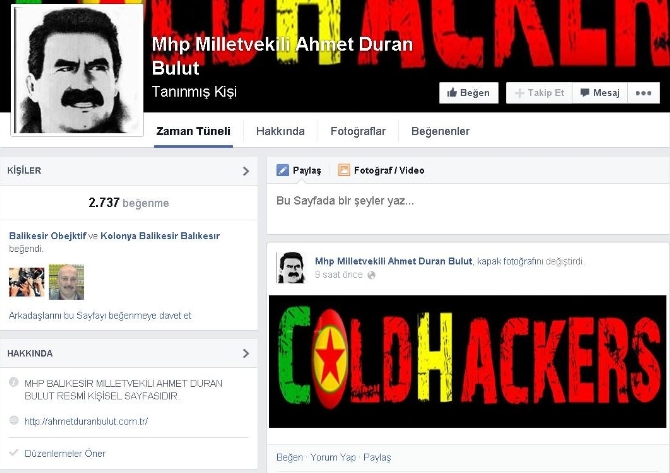 MHP'li vekilin Facebook hesabı PKK'lılar tarafından hacklendi