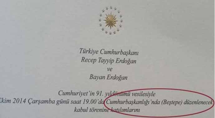 29 Ekim davetiyesinde dikkat çeken ayrıntı