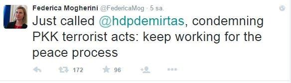 AB Dış İlişkiler Temsilcisi Demirtaş'ı aradı