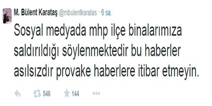 MHP'li il başkanından ''provokasyonlara gelmeyin' çağrısı