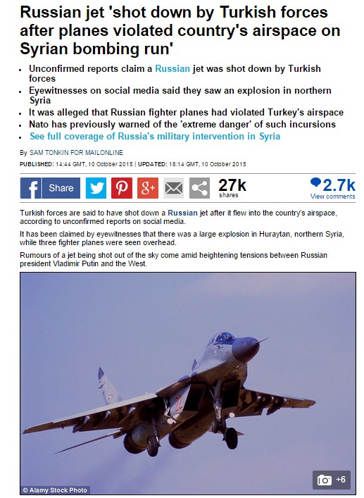 'Türkiye Rus uçağını düşürdü' iddiası