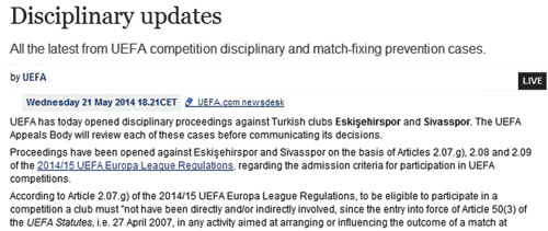 Sivas ve Eskişehir'e UEFA şoku
