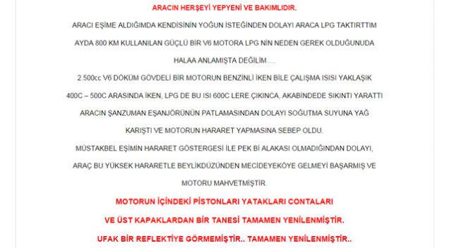 Eşinin arabası için öyle bir ilan verdi ki!