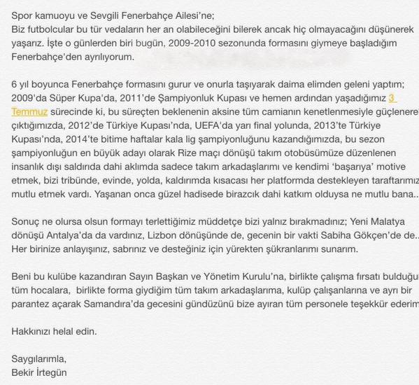 Fenerbahçe'de bir ayrılık daha!