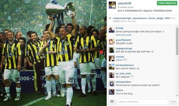 Alex'ten Fenerbahçe'ye Instagram da destek!