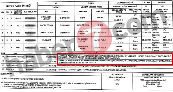 İşte Ekmeleddin İhsanoğlu'nun adını değiştirme nedeni