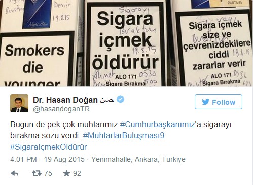 Muhtarlardan Erdoğan'a sigarayı bırakma sözü