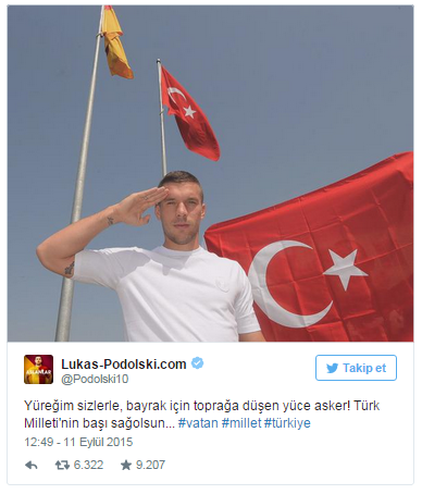 Podolski'den şehit mesajı...