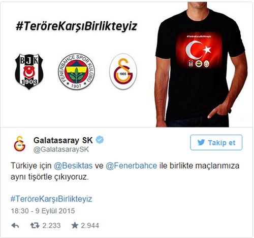 Üç büyükler aynı tişörtle sahaya çıkıyor!