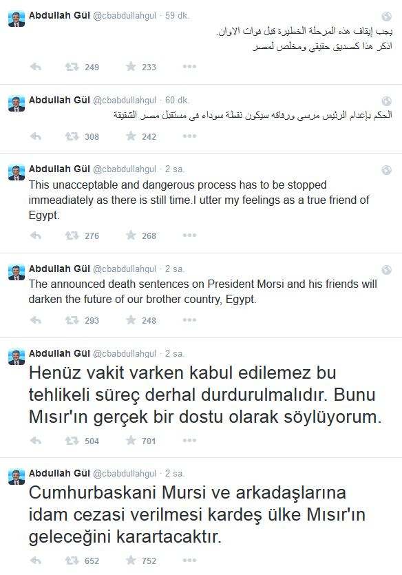 Abdullah Gül'den Mısır'a mesaj
