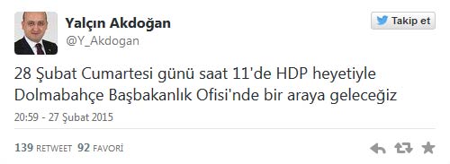Yalçın Akdoğan: 'HDP heyeti ile görüşeceğiz'
