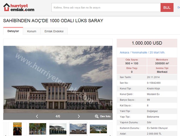 Hürriyet 'Ak Saray'ı satılığa çıkardı