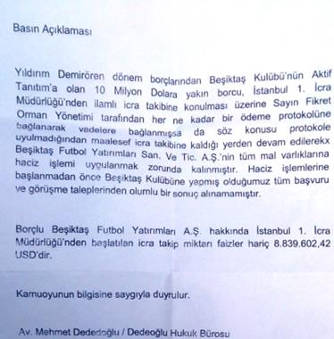 Beşiktaş'a haciz geldi! Memurlar kapıya dayandı