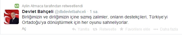 Bahçeli'den Twitter üzerinden sağduyu çağrısı