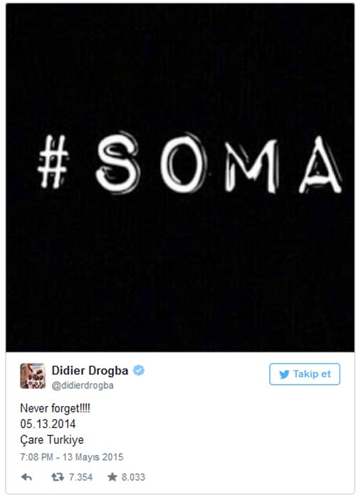 Didier Drogba'dan Soma mesajı