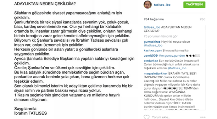 İbrahim Tatlıses adaylıktan neden çekildiğini açıkladı