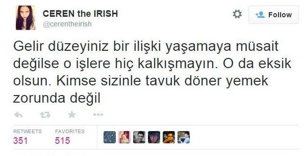 'Kimse sizinle tavuk döner yemek zorunda değil'
