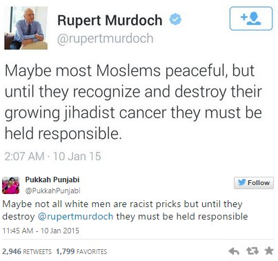 Rupert Murdoch'dan skandal tweet