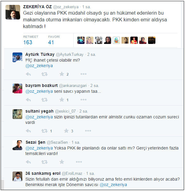 Zekeriya Öz'den skandal PKK tweeti!