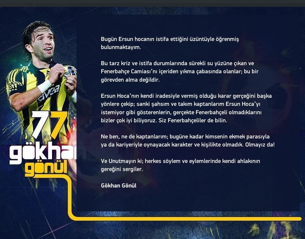 Gökhan Gönül'den Ersun Yanal açıklaması